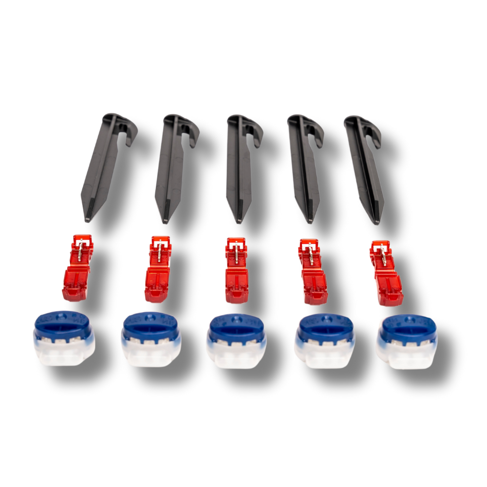 Erdnägel + Kabelverbinder + Anschlussklemmen